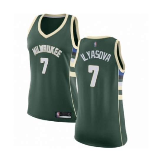 Women's Milwaukee Bucks #7 Ersan Ilyasova Swingman Green Basketball Jersey - Icon Edition - Ujersey