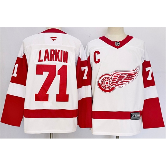 Men's Detroit Red Wings #71 Dylan Larkin White 2024-25 Stitched Jersey - Ujersey