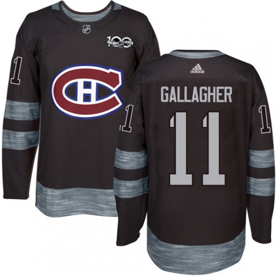 Men's Adidas Montreal Canadiens #11 Brendan Gallagher Authentic Black 1917-2017 100th Anniversary NHL Jersey - Ujersey