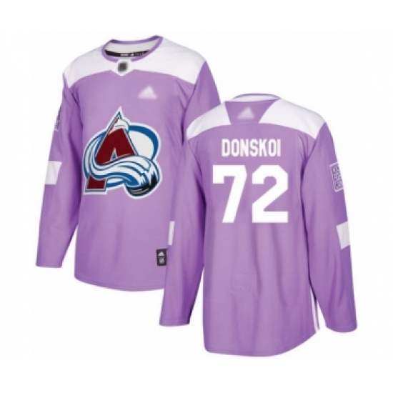 Youth Colorado Avalanche #72 Joonas Donskoi Authentic Purple Fights Cancer Practice Hockey Jersey - Ujersey