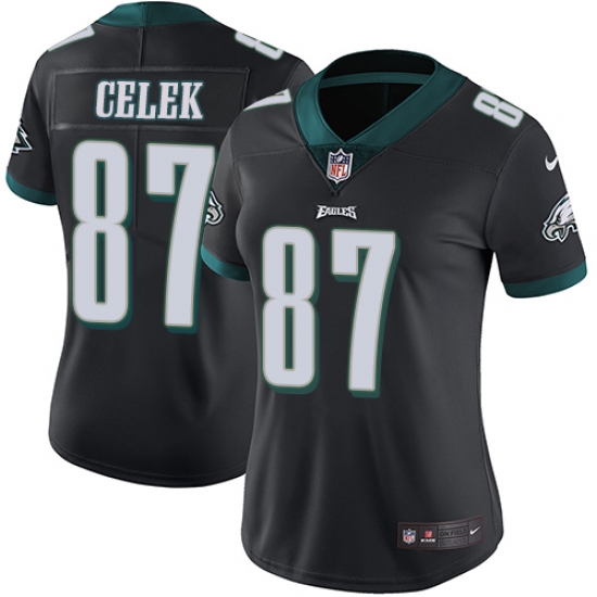 Women's Nike Philadelphia Eagles #87 Brent Celek Black Alternate Vapor Untouchable Limited Player NFL Jersey - Ujersey