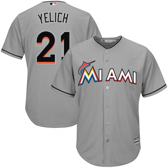 Youth Majestic Miami Marlins #21 Christian Yelich Authentic Grey Road Cool Base MLB Jersey - Ujersey