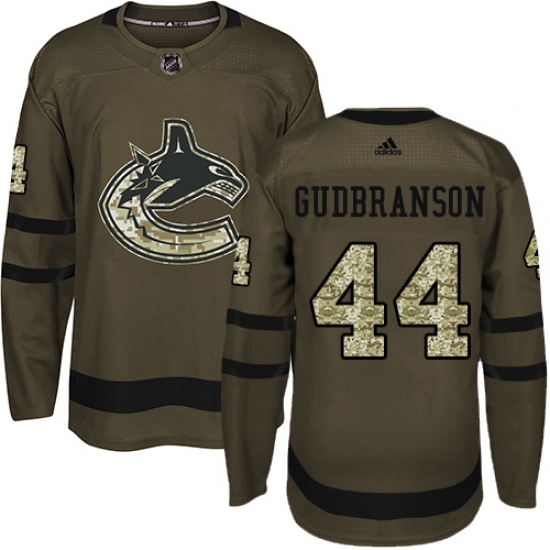 Youth Adidas Vancouver Canucks #44 Erik Gudbranson Premier Green Salute to Service NHL Jersey - Ujersey