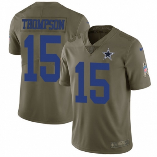 Youth Nike Dallas Cowboys #15 Deonte Thompson Limited Olive 2017 Salute to Service NFL Jersey - Ujersey