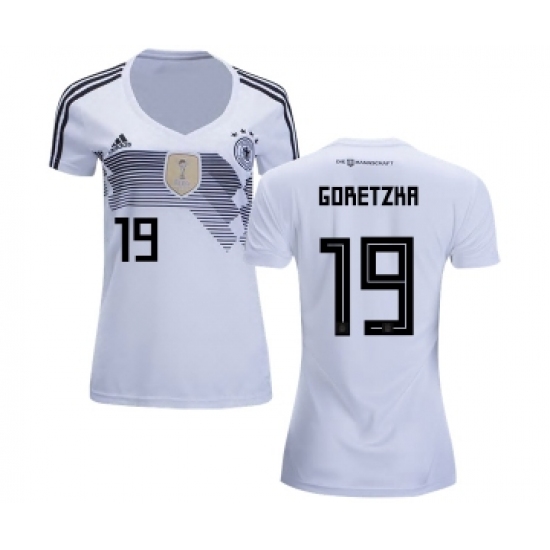 Women's Germany #19 Goretzka White Home Soccer Country Jersey