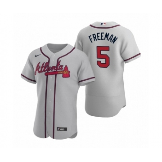 Men's Atlanta Braves #5 Freddie Freeman Nike Gray Authentic 2020 Road Jersey - Ujersey