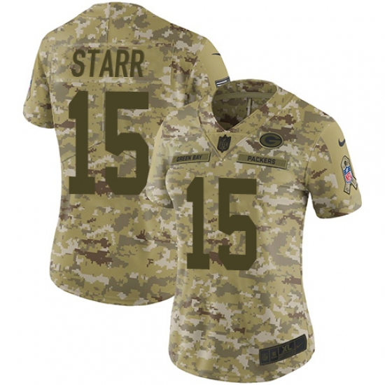 Women's Nike Green Bay Packers #15 Bart Starr Limited Camo 2018 Salute to Service NFL Jersey - Ujersey