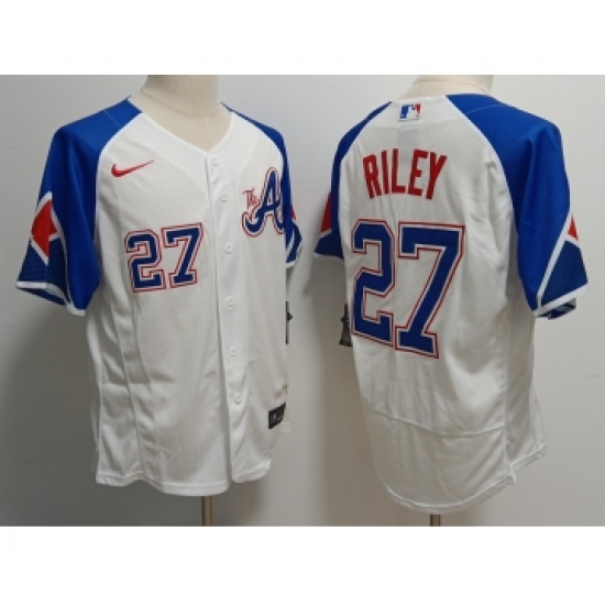 Men's Atlanta Braves #27 Austin Riley White 2023 City Connect Flex Base Stitched Baseball Jersey - Ujersey
