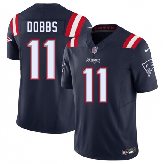 Men's New England Patriots #11 Joshua Dobbs Navy 2025 F.U.S.E. Vapor Limited Football Stitched Jersey - Ujersey