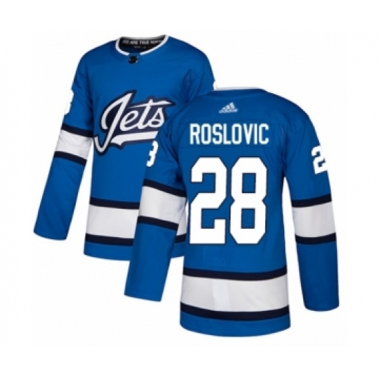 Youth Adidas Winnipeg Jets #28 Jack Roslovic Authentic Blue Alternate NHL Jersey - Ujersey