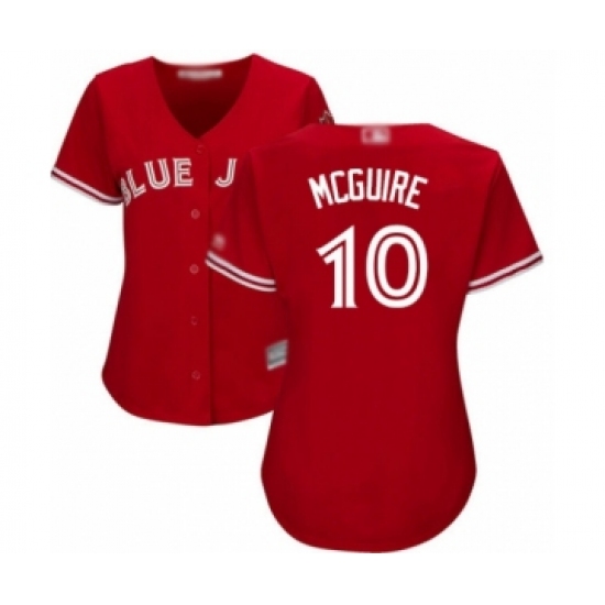 Women's Toronto Blue Jays #10 Reese McGuire Authentic Scarlet Alternate Baseball Player Jersey - Ujersey
