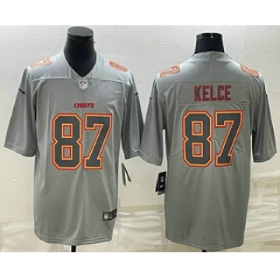 Men's Kansas City Chiefs #87 Travis Kelce Gray Atmosphere Fashion Stitched Jersey - Ujersey