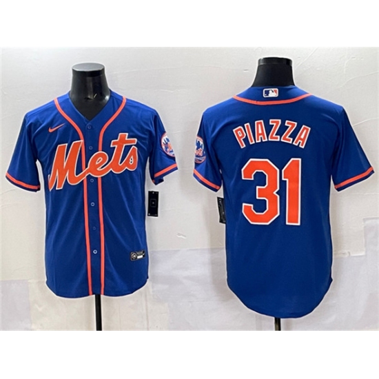 Men's New York Mets #31 Mike Piazza Blue Cool Base Stitched Baseball Jersey - Ujersey