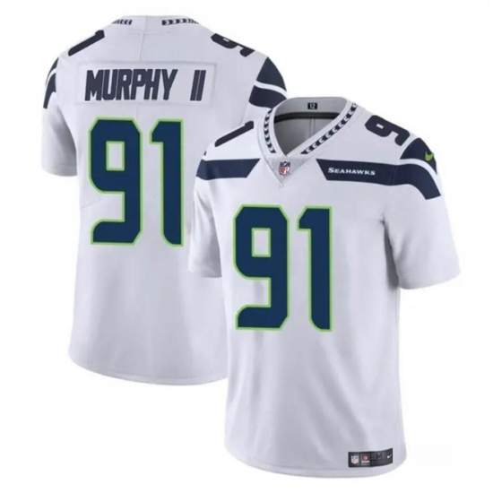 Men's Seattle Seahawks #91 Byron Murphy II White 2024 Draft Vapor Limited Football Stitched Jersey - Ujersey