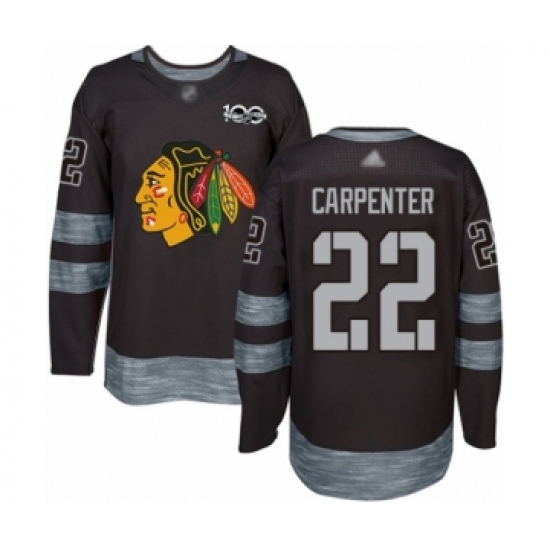 Men's Chicago Blackhawks #22 Ryan Carpenter Authentic Black 1917-2017 100th Anniversary Hockey Jersey - Ujersey