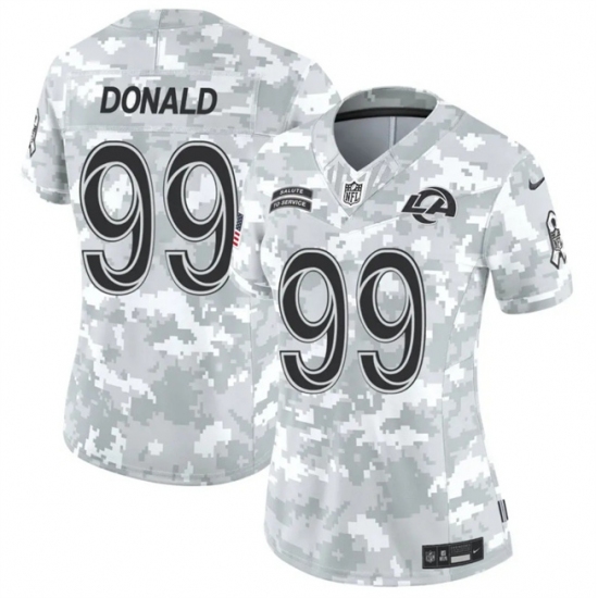 Women's Los Angeles Rams #99 Aaron Donald 2024 F.U.S.E Arctic Camo Salute To Service Limited Stitched Football Jersey(Run Small) - Ujersey