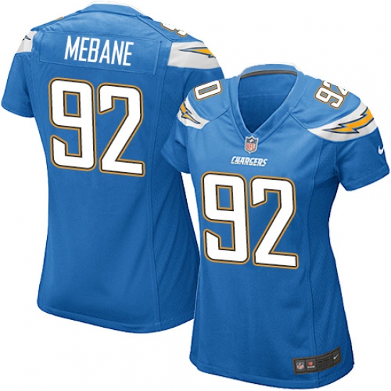 Women's Nike Los Angeles Chargers #92 Brandon Mebane Game Electric Blue Alternate NFL Jersey - Ujersey