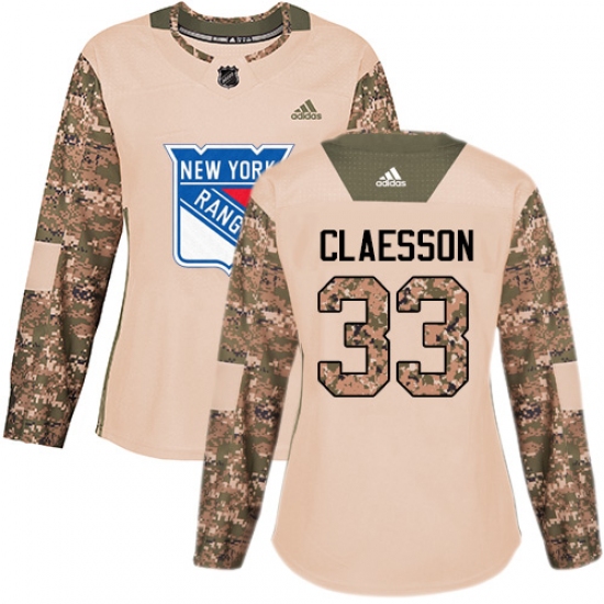 Women's Adidas New York Rangers #33 Fredrik Claesson Authentic Camo Veterans Day Practice NHL Jersey - Ujersey