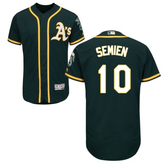 Men's Majestic Oakland Athletics #10 Marcus Semien Green Alternate Flex Base Authentic Collection MLB Jersey - Ujersey