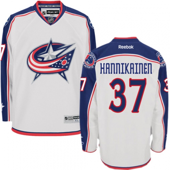 Women's Reebok Columbus Blue Jackets #37 Markus Hannikainen Authentic White Away NHL Jersey - Ujersey