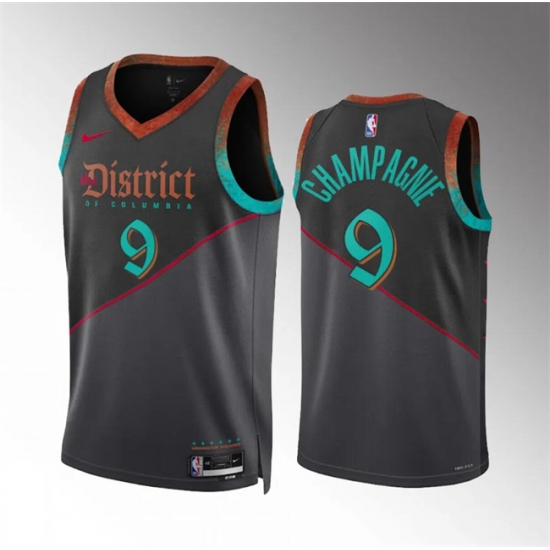 Men's Washington Wizards #9 Justin Champagnie Black 2023-24 City Edition Stitched Basketball Jersey - Ujersey