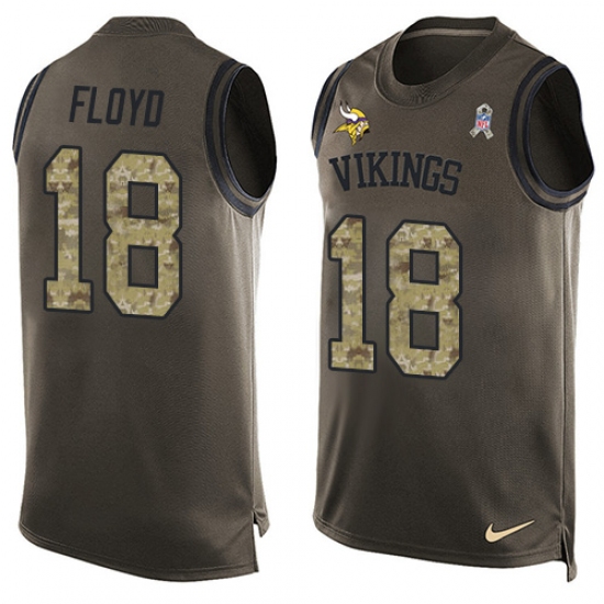 Men's Nike Minnesota Vikings #18 Michael Floyd Limited Green Salute to Service Tank Top NFL Jersey - Ujersey