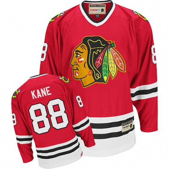 Men's CCM Chicago Blackhawks #88 Patrick Kane Authentic Red Throwback NHL Jersey - Ujersey