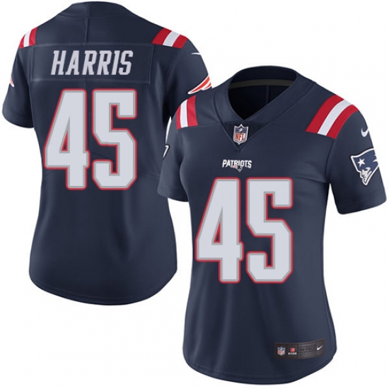 Women's Nike New England Patriots #45 David Harris Limited Navy Blue Rush Vapor Untouchable NFL Jersey - Ujersey