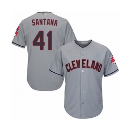 Youth Cleveland Indians #41 Carlos Santana Authentic Grey Road Cool Base Baseball Jersey