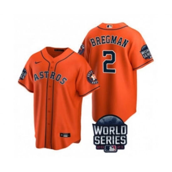 Men's Houston Astros #2 Alex Bregman 2021 Orange World Series Cool Base Stitched Baseball Jersey - Ujersey