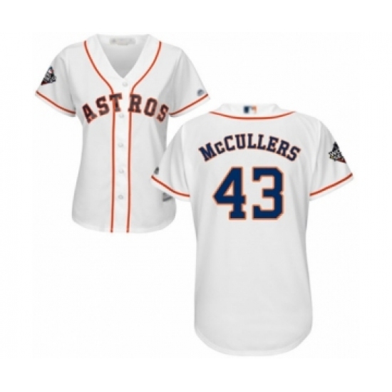Women's Houston Astros #43 Lance McCullers Authentic White Home Cool Base 2019 World Series Bound Baseball Jersey - Ujersey