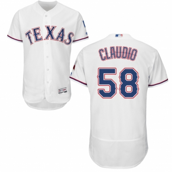 Men's Majestic Texas Rangers #58 Alex Claudio White Home Flex Base Authentic Collection MLB Jersey