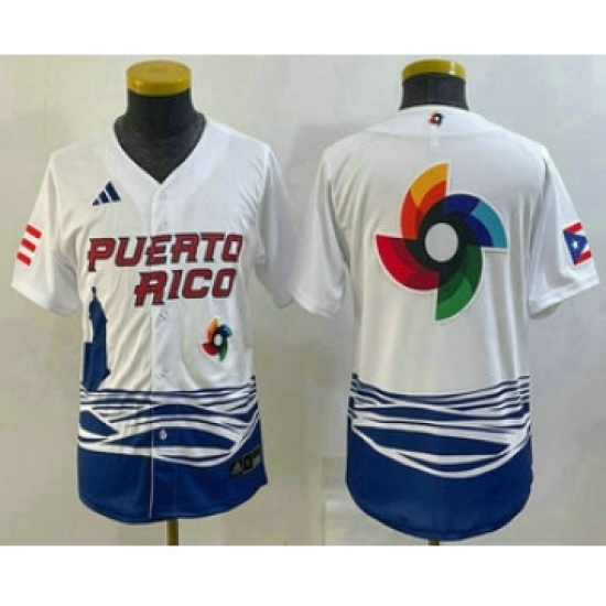 Youth Puerto Rico Baseball Big Logo White 2023 World Baseball Classic Stitched Jerseys