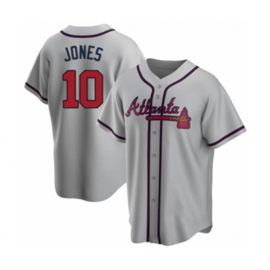 Women Chipper Jones #10 Atlanta Braves Gray Replica Road Jersey - Ujersey