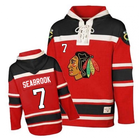 Men's Old Time Hockey Chicago Blackhawks #7 Chris Chelios Premier Red Sawyer Hooded Sweatshirt NHL Jersey - Ujersey