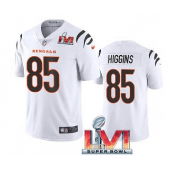 Men's Cincinnati Bengals #85 Tee Higgins White 2022 Super Bowl LVI Vapor Limited Stitched Jersey - Ujersey