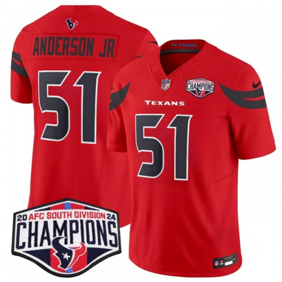 Men's Houston Texans #51 Will Anderson Jr. Red F.U.S.E. 2024 AFC South Division Champions Vapor Limited Stitched Football Jersey - Ujersey