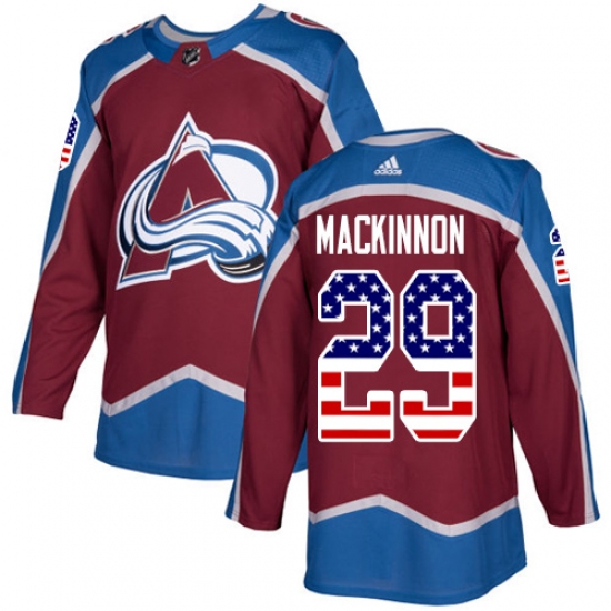 Youth Adidas Colorado Avalanche #29 Nathan MacKinnon Authentic Burgundy Red USA Flag Fashion NHL Jersey - Ujersey