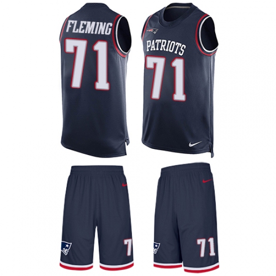 Men's Nike New England Patriots #71 Cameron Fleming Limited Navy Blue Tank Top Suit NFL Jersey - Ujersey