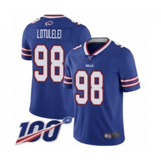 Men's Buffalo Bills #98 Star Lotulelei Royal Blue Team Color Vapor Untouchable Limited Player 100th Season Football Jersey - Ujersey