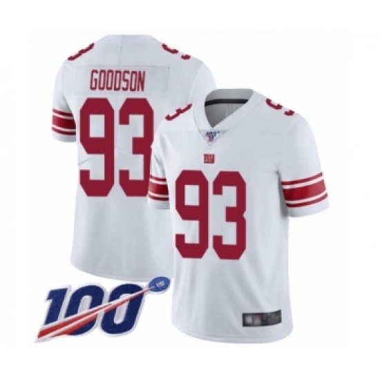 Men's New York Giants #93 B.J. Goodson White Vapor Untouchable Limited Player 100th Season Football Jersey - Ujersey