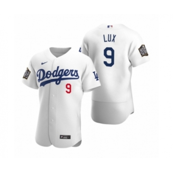 Men's Los Angeles Dodgers #9 Gavin Lux Nike White 2020 World Series Authentic Jersey - Ujersey