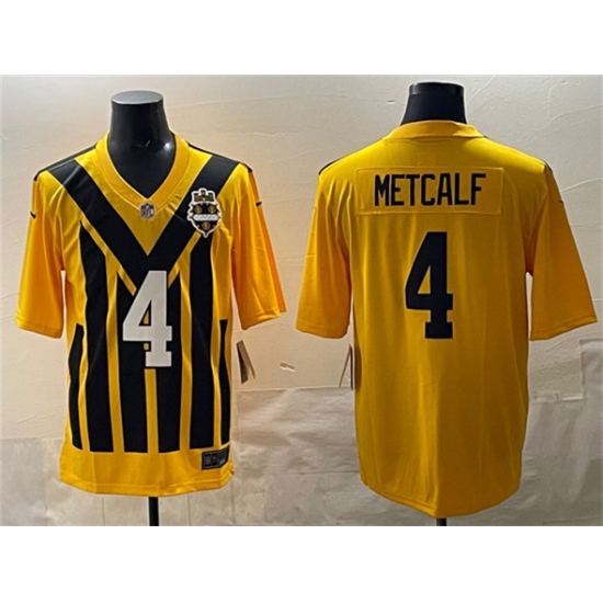 Men's Pittsburgh Steelers #4 DK Metcalf Gold 1933 Throwback Alternate Football Stitched Game Jersey - Ujersey