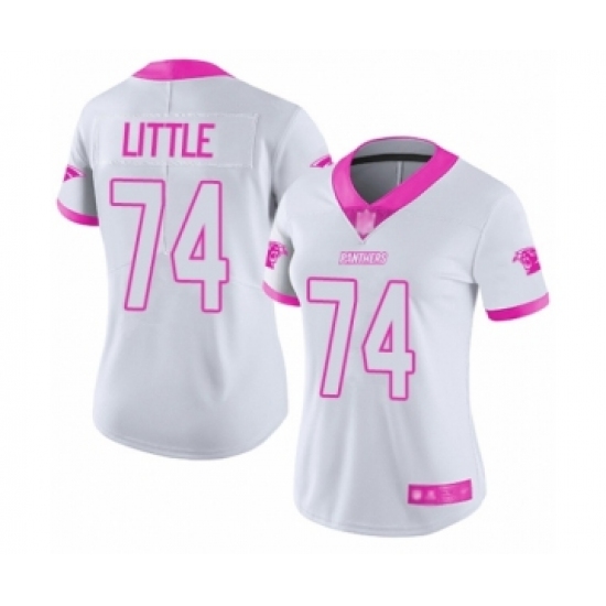Women's Carolina Panthers #74 Greg Little Limited White Pink Rush Fashion Football Jersey - Ujersey