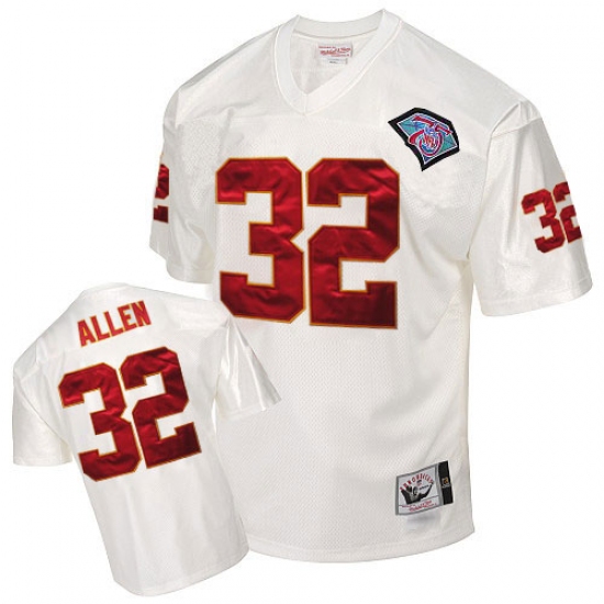 Mitchell And Ness Kansas City Chiefs #32 Marcus Allen White 75TH Patch Authentic Throwback NFL Jersey - Ujersey