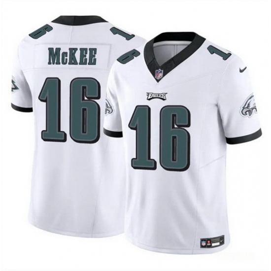 Men's Philadelphia Eagles #16 Tanner McKee White 2024 F U S E Vapor Untouchable Limited Stitched Football Jersey - Ujersey