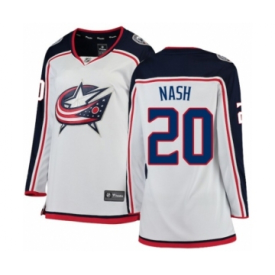 Women's Columbus Blue Jackets #20 Riley Nash Authentic White Away Fanatics Branded Breakaway NHL Jersey - Ujersey