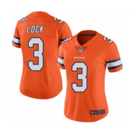 Women's Denver Broncos #3 Drew Lock Limited Orange Rush Vapor Untouchable Football Jersey - Ujersey