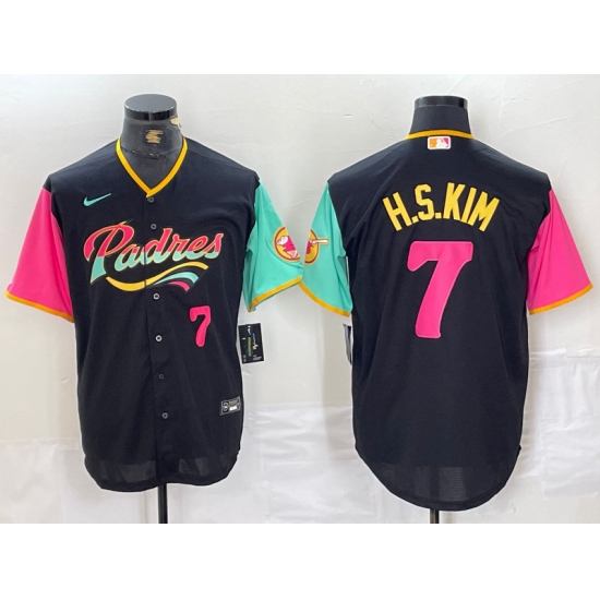 Men's San Diego Padres #7 Ha Seong Kim Number Black NEW 2023 City Connect Cool Base Stitched Jersey - Ujersey