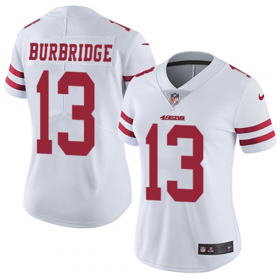 Women's Nike San Francisco 49ers #13 Aaron Burbridge White Vapor Untouchable Limited Player NFL Jersey - Ujersey